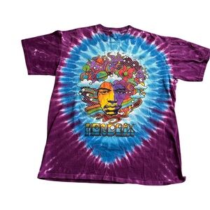 Jimi Hendrix Jimi Mod Tie Dye Liquid Blue Music T-Shirt Size Large
